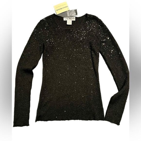 Lauren Michelle Ombré Sequined Sweater Black Sz Small - Picture 1 of 15